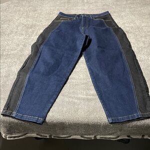 Men's Relaxed Two-Tone Blue and Black Jeans